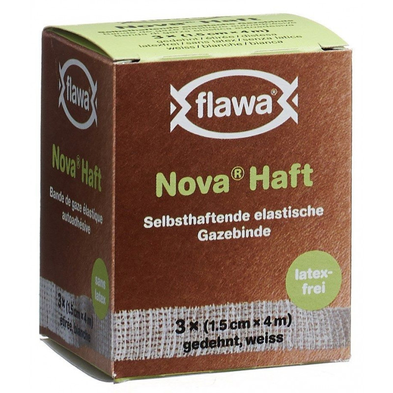 FLAWA Nova Haft bande de gaze élastique cohésive 1.5cmx4m sans latex 3 pce