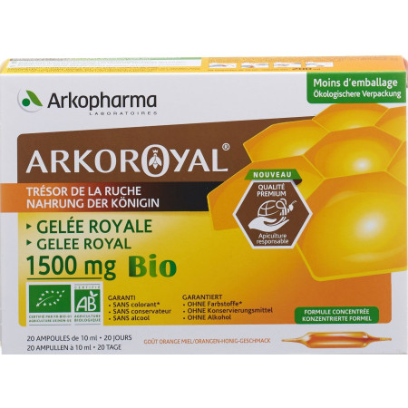 ARKOROYAL gelée royale 1500 mg bio 20 amp buv 10 ml