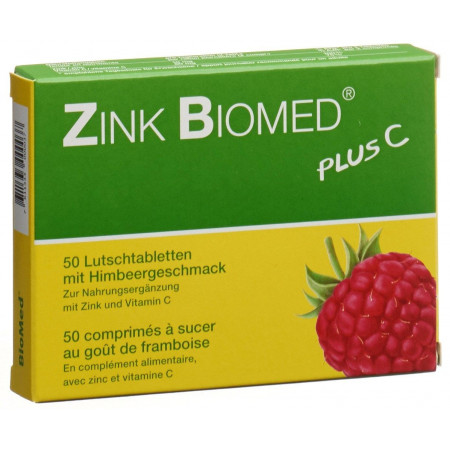 Zink BIOMED plus C cpr sucer framboise 50 pce